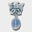 Silver Angel Baby Boy Pin - Blue