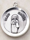 Sterling Silver Round Saint Daniel Medal with Chain