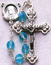 Tin Cut Crystal Rosary - Aqua