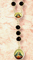 Five Wounds Black Wood Bead Rosary
