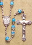 Light Blue Pearl Capped Bead Rosary