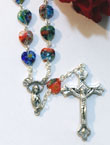 Glass Bead Heart Rosary with Mary Medal