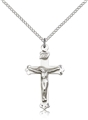 Simple Sterling Silver Crucifix Pendant - 1.25-Inch with 18-Inch Chain