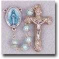 Double Capped Pearl Beads-Light Blue Rosary
