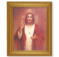 Sacred Heart of Jesus Framed Art - Antique Gold Frame