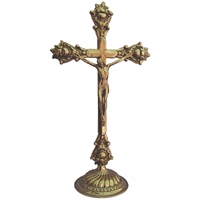 Polished Brass Crucifix on Round Base
