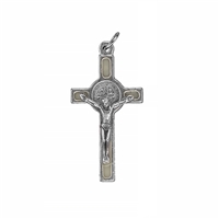Saint Benedict Crucifix - Luminous Enamel on Silver Cross - 1.5-Inch