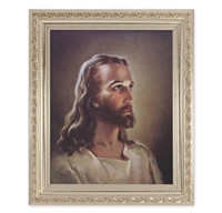 Head of Christ Framed Print - Antique Silver Frame