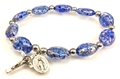 Dark Blue Murano Glass Stretch Rosary Bracelet