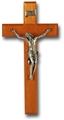 11-Inch Cherry Wood and Pewter Wall Crucifix