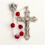 Aurora Borealis Glass Bead Rosary - Ruby