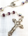 Double Capped Amethyst Glass Bead Rosary