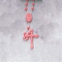 Pink Plastic Cord Rosary - Made in Italy - Bulk Pack of 100