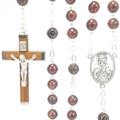 Genuine Cocoa Wood Rosary with Sacred Heart Center