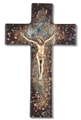10-Inch Rich Brown Speckled Glass Crucifix