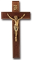 10-Inch Dark Walnut Wall Crucifix with Gold Corpus