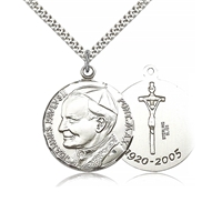 Pope John Paul II Sterling Silver Medal on Chain