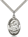St Joseph and Child - Pray for Us Silver Medal on 24-Inch Chain