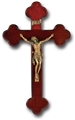 10-Inch Dark Cherry Wood and Gold Wall Crucifix