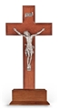 Standing Walnut and Genuine Pewter Crucifix