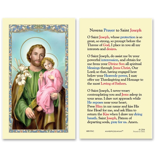 St. Joseph Prayer Card Novena Prayer to St. Joseph