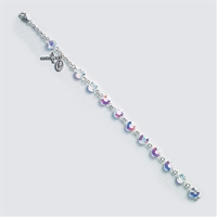 Semi Flat Sterling Silver Crystal Bracelet