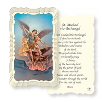 St Michael Linen Prayer Card