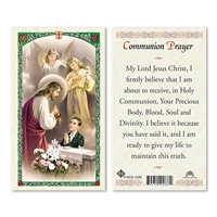 Boy's Communion with Angels Laminated Prayer Card