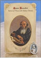 St Benedict (Kidney Disease) Healing Holy Card with Medal