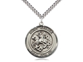 Sterling Silver Saint George Medal on 24-Inch Chain