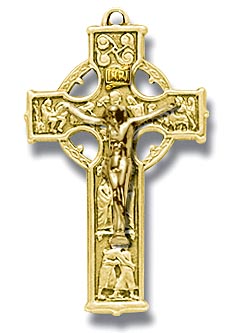 1 inch Gold Over Sterling Celtic Crucifix