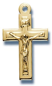 Bevel Edge High Polish Gold Over Sterling Crucifix
