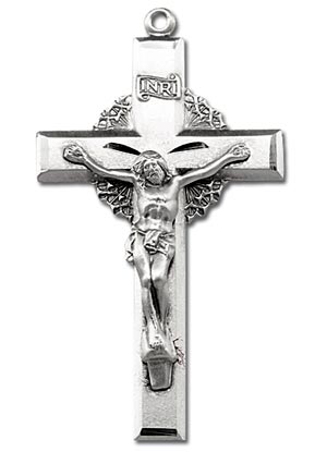 Sterling Silver Crucifix with Sunburst on 24-Inch Chain