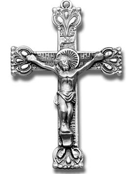 Sterling Silver Fancy Lilly Crucifix