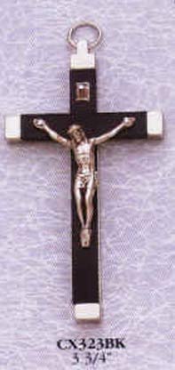 Wood &amp; Metal Bound Crucifix - Black - 3.75-Inch