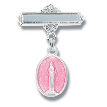 Sterling Silver Pink Blessed Virgin Baby Pin