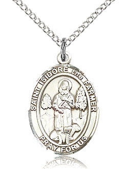 St Isidore the Farmer Sterling Silver Medal