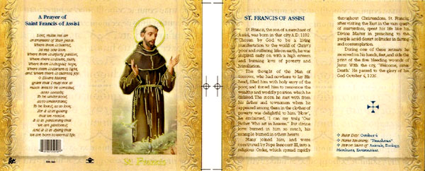St. Francis - Biography Prayer Card