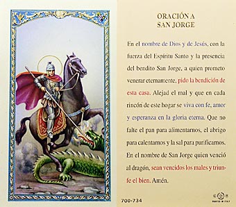 Oracion A San Jorge - Spanish Prayer Card