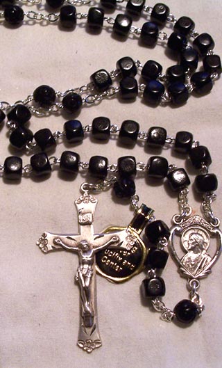 Black Cocoa Wood Rosary with Square Beads