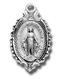 .75 Inch Silver Scroll Miraculous Medal