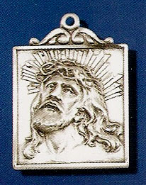 Sterling Silver Square Head of Christ Medal