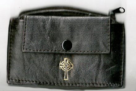 Black Leather Rosary Case with Zipper and Snap Pocket
