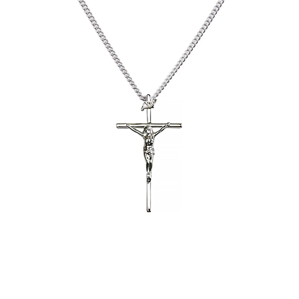 2-Inch Sterling Silver Crucifix Pendant with 24&quot; Chain