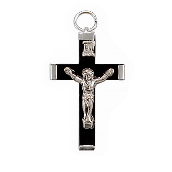 Italian Black Wood Crucifix - 1.25-Inch