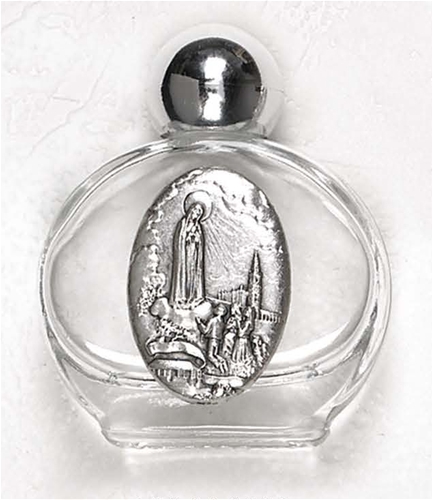Our Lady of Fatima Small Glass Holy Water Bottle