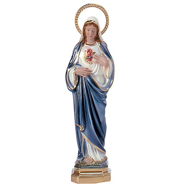 Immaculate Heart of Mary Pearlized Plaster Italian Statue - 12-Inch