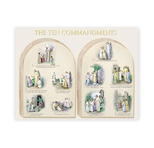 Ten Commandments Gold Embossed Poster - 19&quot; x 27&quot;