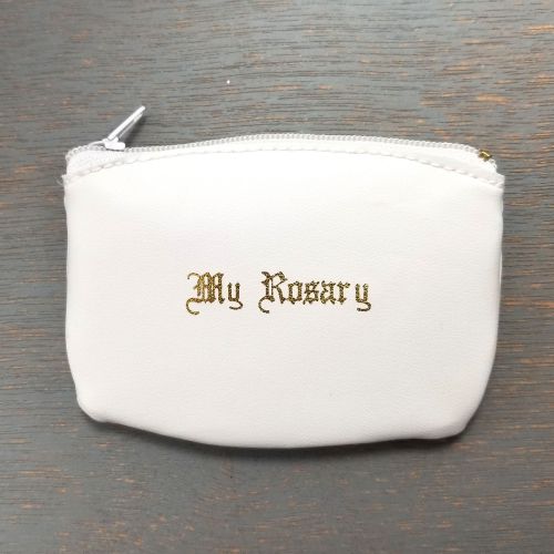 White Leather &amp; Vinyl Rosary Case
