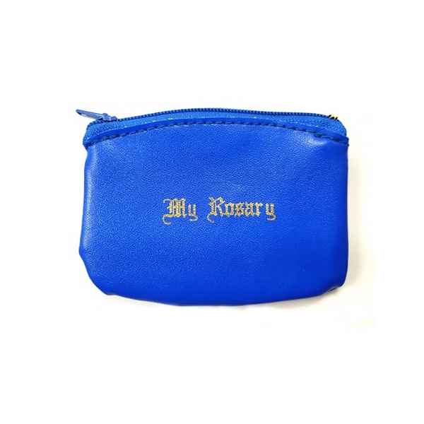Blue Leather &amp; Vinyl Rosary Case